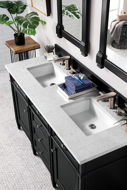 James Martin - Brittany 60" Double Vanity, Black Onyx w/ 3 CM Eternal Jasmine Pearl Silestone Top w/FreePower Wireless Charger - 650-V60D-BKO-FEJP view 5