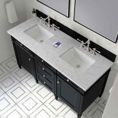James Martin - Brittany 60" Double Vanity, Black Onyx w/ 3 CM Eternal Jasmine Pearl Silestone Top w/FreePower Wireless Charger - 650-V60D-BKO-FEJP view 8