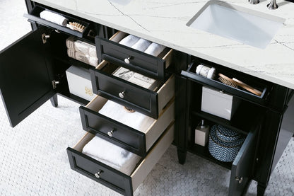 James Martin - Brittany 60" Double Vanity, Black Onyx w/ 3 CM Ethereal Noctis Silestone Top - 650-V60D-BKO-3ENC view 5