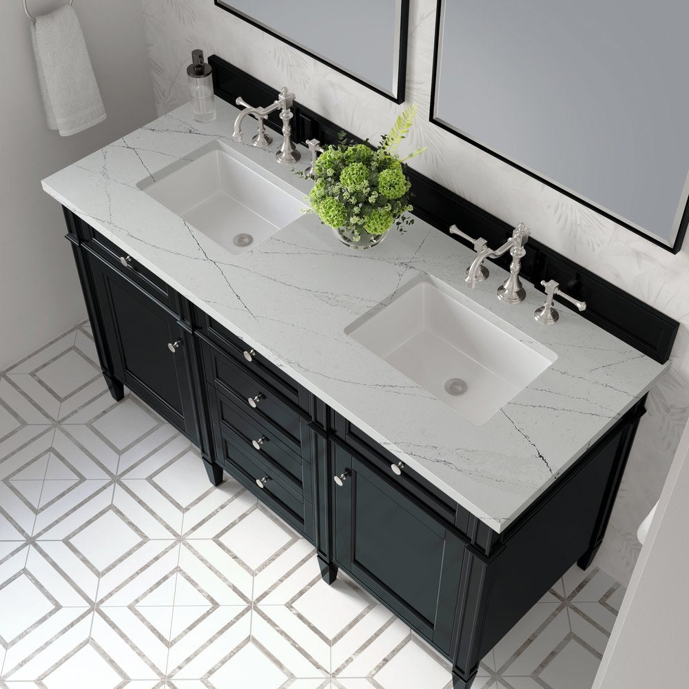James Martin - Brittany 60" Double Vanity, Black Onyx w/ 3 CM Ethereal Noctis Silestone Top - 650-V60D-BKO-3ENC view 7