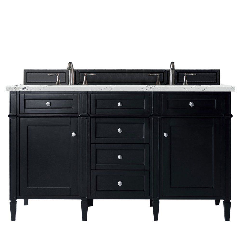 James Martin - Brittany 60" Double Vanity, Black Onyx w/ 3 CM Ethereal Noctis Silestone Top w/FreePower Wireless Charger - 650-V60D-BKO-FENC view 1