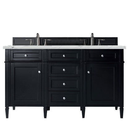 James Martin - Brittany 60" Double Vanity, Black Onyx w/ 3 CM Ethereal Noctis Silestone Top w/FreePower Wireless Charger - 650-V60D-BKO-FENC view 1