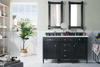 James Martin - Brittany 60" Double Vanity, Black Onyx w/ 3 CM Ethereal Noctis Silestone Top w/FreePower Wireless Charger - 650-V60D-BKO-FENC view 4