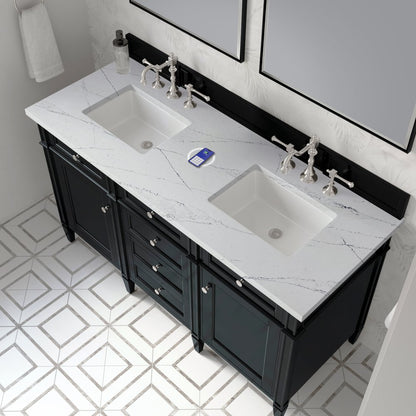 James Martin - Brittany 60" Double Vanity, Black Onyx w/ 3 CM Ethereal Noctis Silestone Top w/FreePower Wireless Charger - 650-V60D-BKO-FENC view 8