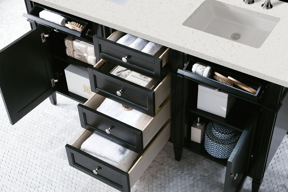 James Martin - Brittany 60" Double Vanity, Black Onyx w/ 3 CM Lime Delight Silestone Top - 650-V60D-BKO-3LDL view 5