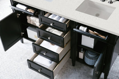 James Martin - Brittany 60" Double Vanity, Black Onyx w/ 3 CM Lime Delight Silestone Top - 650-V60D-BKO-3LDL view 5