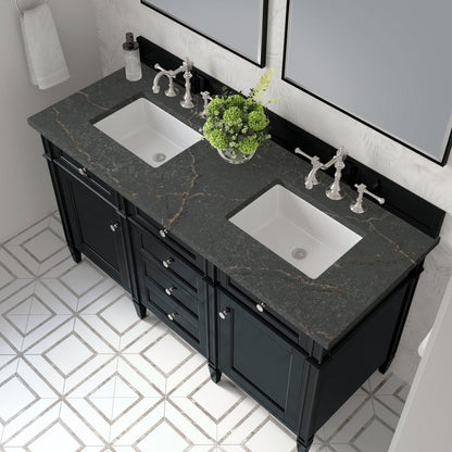 James Martin - Brittany 60" Double Vanity, Black Onyx w/ 3 CM Parisien Bleu Silestone Top - 650-V60D-BKO-3PBL view 7