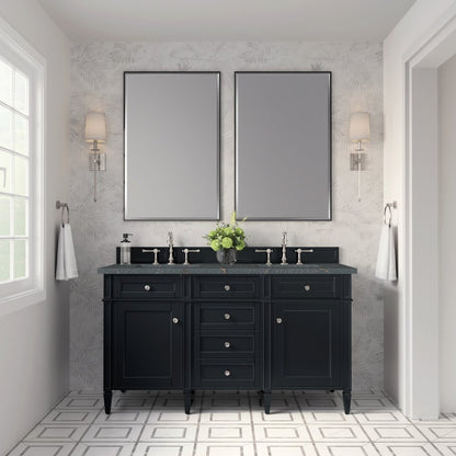 James Martin - Brittany 60" Double Vanity, Black Onyx w/ 3 CM Parisien Bleu Silestone Top w/FreePower Wireless Charger - 650-V60D-BKO-FPBL view 4
