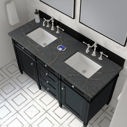 James Martin - Brittany 60" Double Vanity, Black Onyx w/ 3 CM Parisien Bleu Silestone Top w/FreePower Wireless Charger - 650-V60D-BKO-FPBL view 8