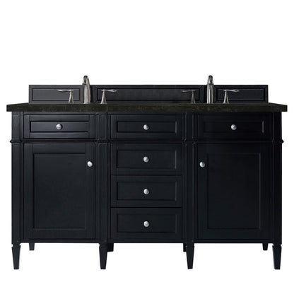 James Martin - Brittany 60" Double Vanity, Black Onyx, w/ 3 CM Phantome Eclos Top - 650-V60D-BKO-3PHT view 1