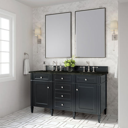 James Martin - Brittany 60" Double Vanity, Black Onyx, w/ 3 CM Phantome Eclos Top - 650-V60D-BKO-3PHT view 4