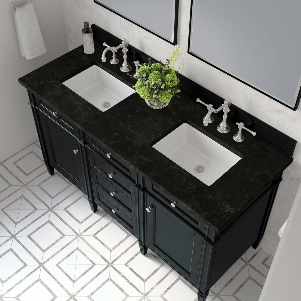James Martin - Brittany 60" Double Vanity, Black Onyx, w/ 3 CM Phantome Eclos Top - 650-V60D-BKO-3PHT view 6
