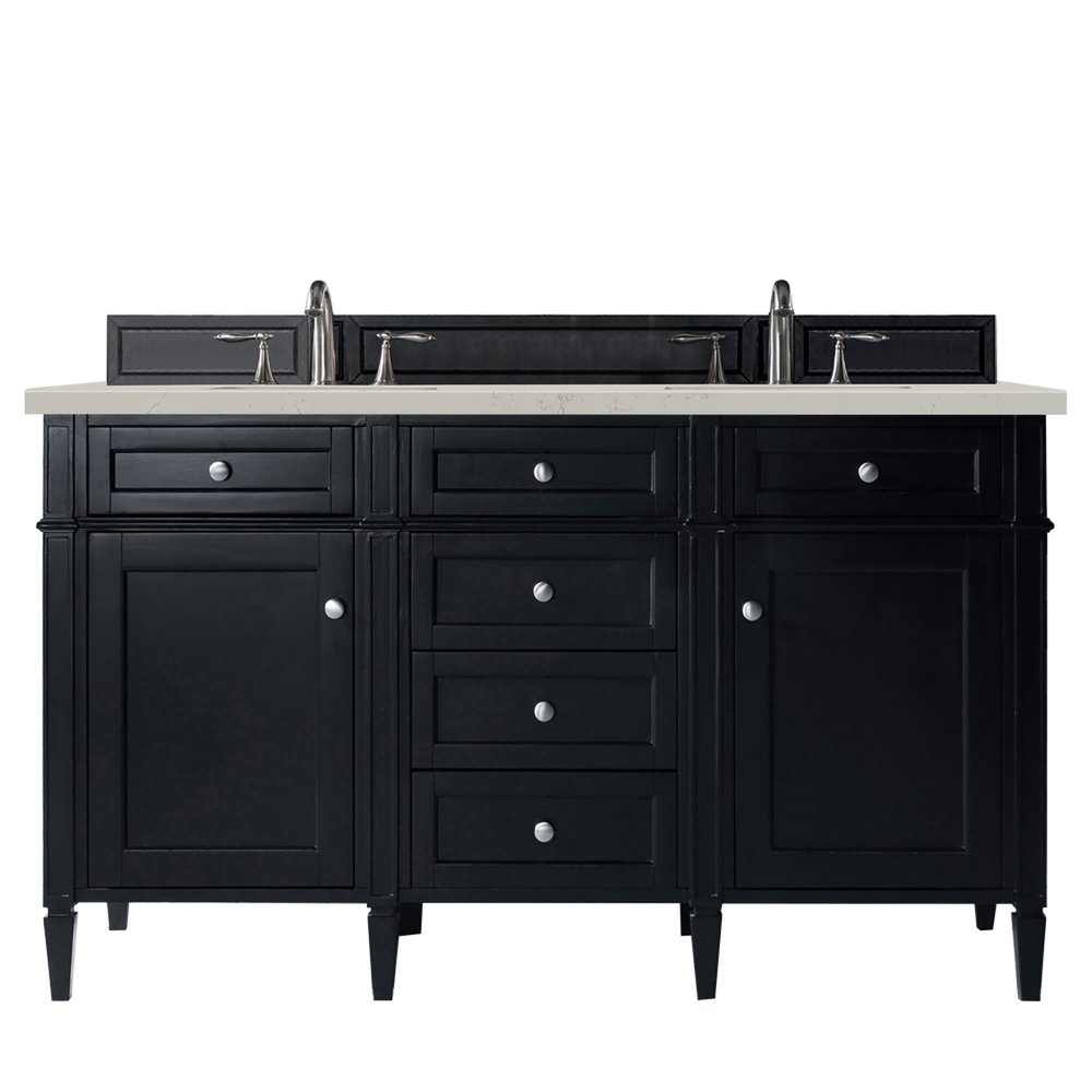 James Martin - Brittany 60" Double Vanity, Black Onyx, w/ 3 CM Siberian Silestone Top - 650-V60D-BKO-3SFR view 1
