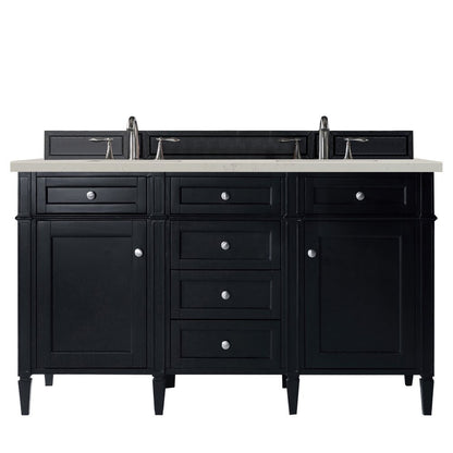 James Martin - Brittany 60" Double Vanity, Black Onyx, w/ 3 CM Siberian Silestone Top w/FreePower Wireless Charger - 650-V60D-BKO-FSFR view 1