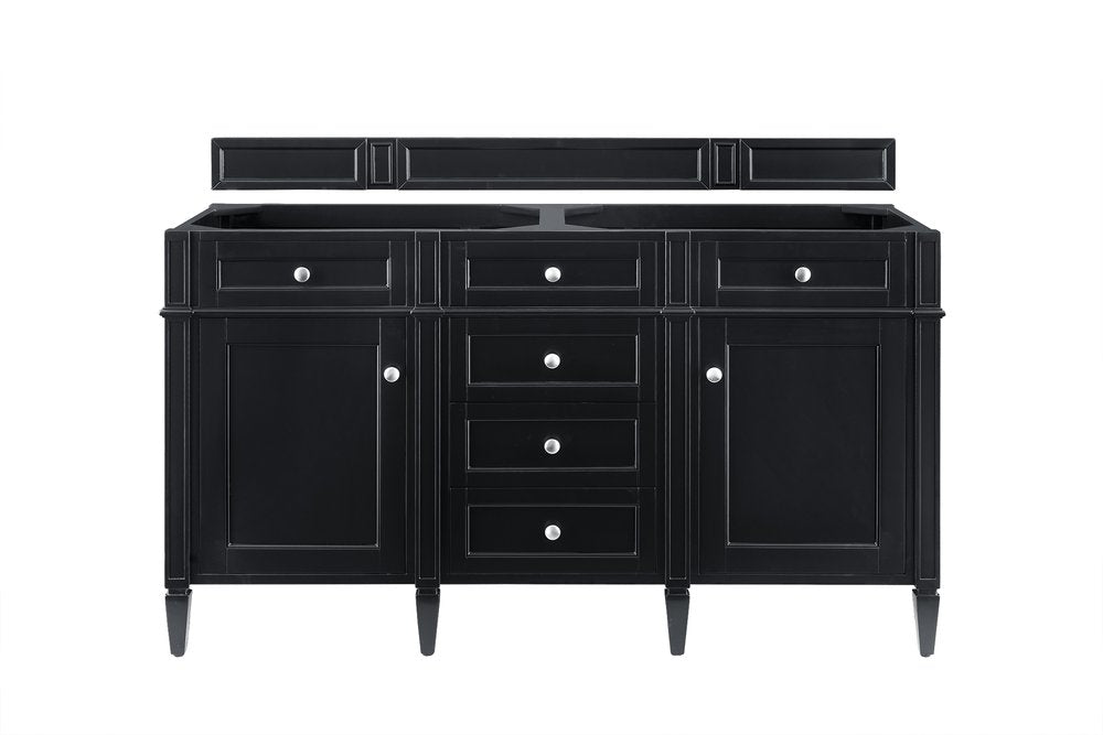 James Martin - Brittany 60" Double Vanity, Black Onyx, w/ 3 CM Siberian Silestone Top w/FreePower Wireless Charger - 650-V60D-BKO-FSFR view 2
