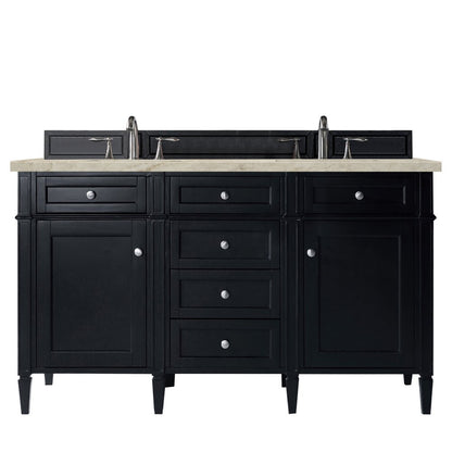 James Martin - Brittany 60" Double Vanity, Black Onyx, w/ 3 CM Tajnar Eclos Top - 650-V60D-BKO-3TJR view 1