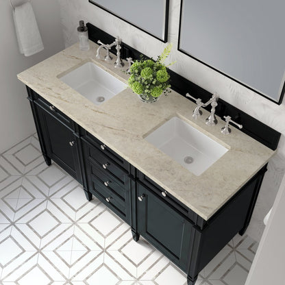 James Martin - Brittany 60" Double Vanity, Black Onyx, w/ 3 CM Tajnar Eclos Top - 650-V60D-BKO-3TJR view 6