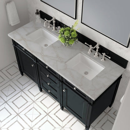 James Martin - Brittany 60" Double Vanity, Black Onyx w/ 3 CM Victorian Silver Silestone Top - 650-V60D-BKO-3VSL view 7