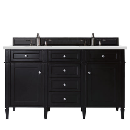 James Martin - Brittany 60" Double Vanity, Black Onyx w/ 3 CM White Zeus Silestone Top - 650-V60D-BKO-3WZ view 1