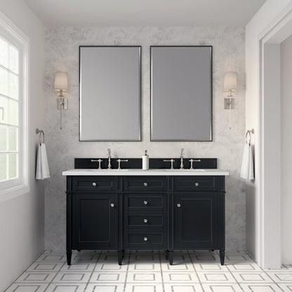 James Martin - Brittany 60" Double Vanity, Black Onyx w/ 3 CM White Zeus Silestone Top - 650-V60D-BKO-3WZ view 3