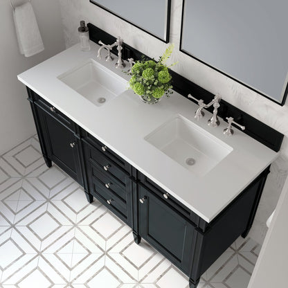 James Martin - Brittany 60" Double Vanity, Black Onyx w/ 3 CM White Zeus Silestone Top - 650-V60D-BKO-3WZ view 6