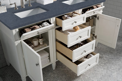 James Martin - Brittany 60" Double Vanity, Bright White Vanity w/ 3 CM Charcoal Soapstone Silestone Top - 655-V60D-BW-3CSP view 5