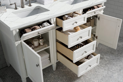 James Martin - Brittany 60" Double Vanity, Bright White Vanity w/ 3 CM Ethereal Noctis Silestone Top - 655-V60D-BW-3ENC view 5