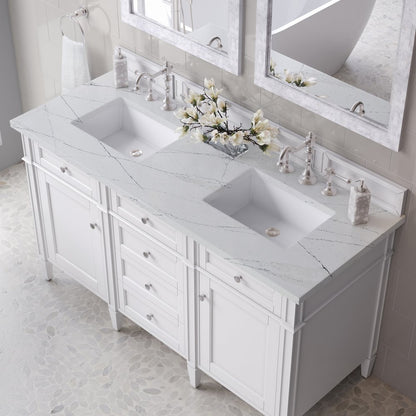 James Martin - Brittany 60" Double Vanity, Bright White Vanity w/ 3 CM Ethereal Noctis Silestone Top - 655-V60D-BW-3ENC view 7