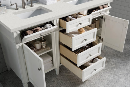 James Martin - Brittany 60" Double Vanity, Bright White Vanity w/ 3 CM Lime Delight Silestone Top - 655-V60D-BW-3LDL view 5