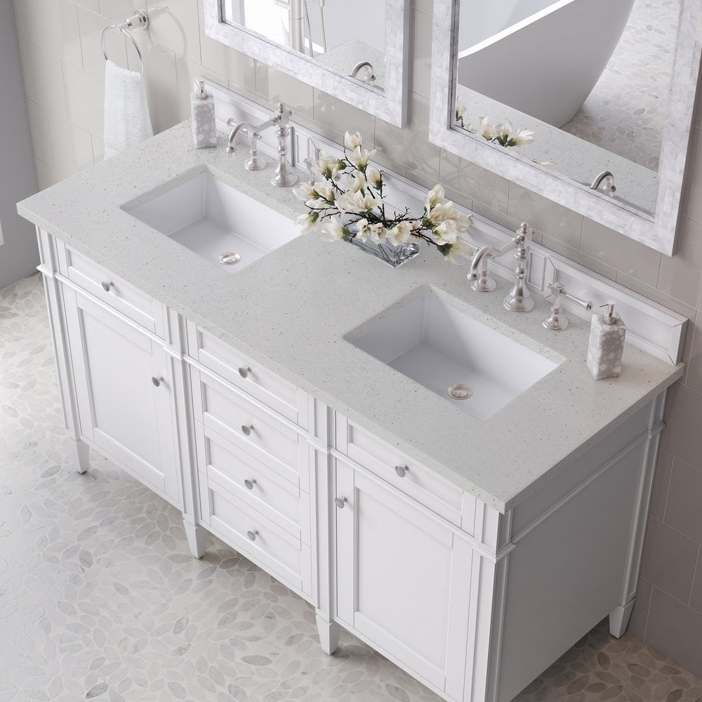 James Martin - Brittany 60" Double Vanity, Bright White Vanity w/ 3 CM Lime Delight Silestone Top - 655-V60D-BW-3LDL view 7