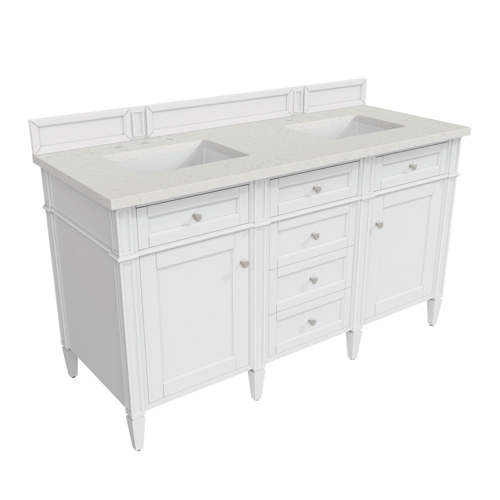 James Martin - Brittany 60" Double Vanity, Bright White Vanity w/ 3 CM Lime Delight Silestone Top - 655-V60D-BW-3LDL view 8