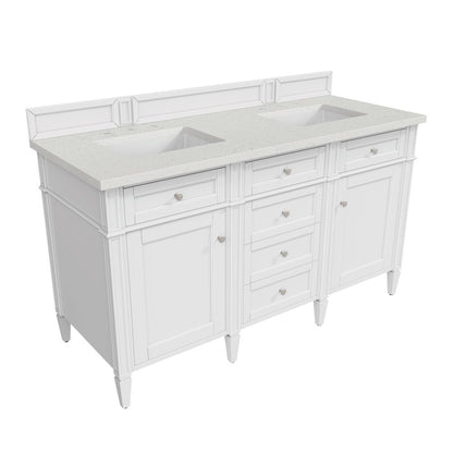 James Martin - Brittany 60" Double Vanity, Bright White Vanity w/ 3 CM Lime Delight Silestone Top - 655-V60D-BW-3LDL view 8