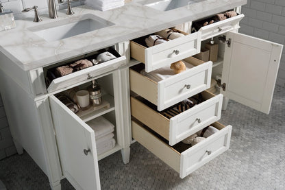 James Martin - Brittany 60" Double Vanity, Bright White Vanity w/ 3 CM Victorian Silver Silestone Top - 655-V60D-BW-3VSL view 5