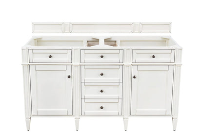 James Martin - Brittany 60" Double Vanity, Bright White Vanity w/ 3 CM White Zeus Silestone Top - 655-V60D-BW-3WZ view 2