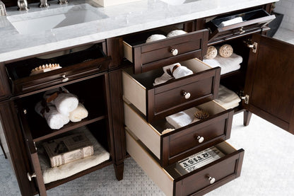 James Martin - Brittany 60" Double Vanity, Burnished Mahogany w/ 3 CM Carrara Marble Top - 650-V60D-BNM-3CAR view 5