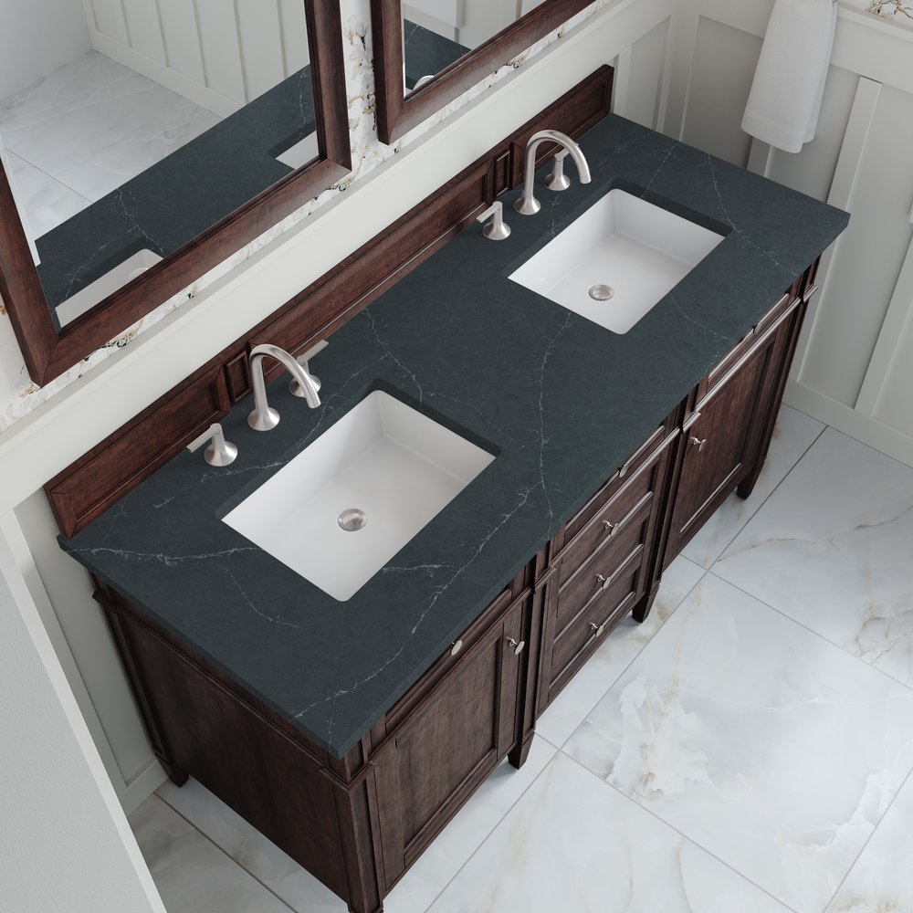 James Martin - Brittany 60" Double Vanity, Burnished Mahogany w/ 3 CM Charcoal Soapstone Silestone Top - 650-V60D-BNM-3CSP view 7