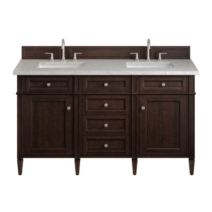 James Martin - Brittany 60" Double Vanity, Burnished Mahogany w/ 3 CM Eternal Jasmine Pearl Silestone Top - 650-V60D-BNM-3EJP view 1