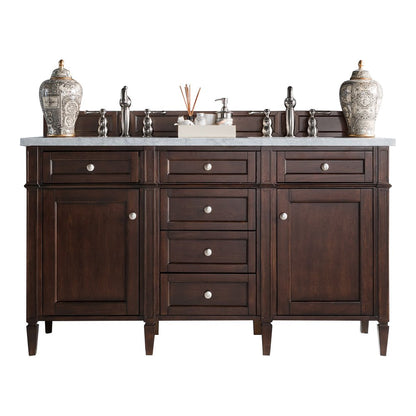 James Martin - Brittany 60" Double Vanity, Burnished Mahogany w/ 3 CM Eternal Jasmine Pearl Silestone Top w/FreePower Wireless Charger - 650-V60D-BNM-FEJP view 1