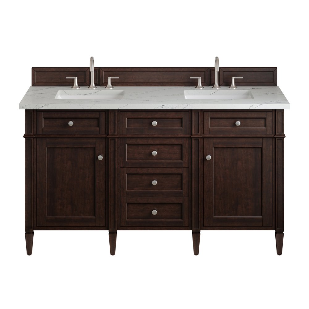 James Martin - Brittany 60" Double Vanity, Burnished Mahogany w/ 3 CM Ethereal Noctis Silestone Top - 650-V60D-BNM-3ENC view 1