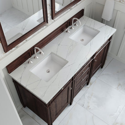 James Martin - Brittany 60" Double Vanity, Burnished Mahogany w/ 3 CM Ethereal Noctis Silestone Top - 650-V60D-BNM-3ENC view 7