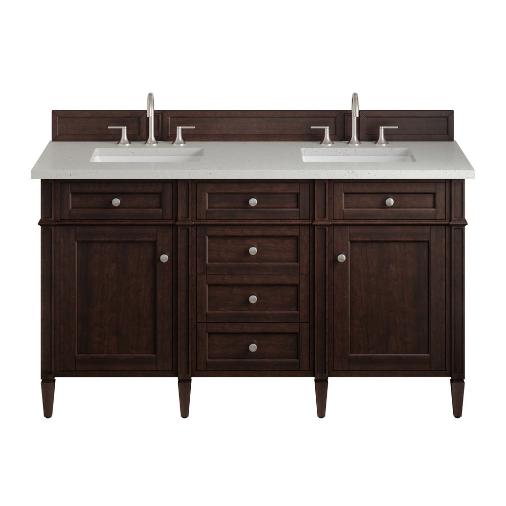 James Martin - Brittany 60" Double Vanity, Burnished Mahogany w/ 3 CM Lime Delight Silestone Top - 650-V60D-BNM-3LDL view 1