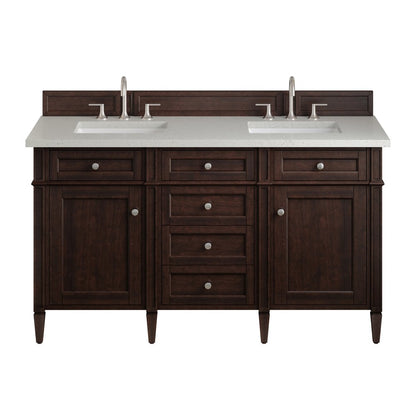 James Martin - Brittany 60" Double Vanity, Burnished Mahogany w/ 3 CM Lime Delight Silestone Top - 650-V60D-BNM-3LDL view 1