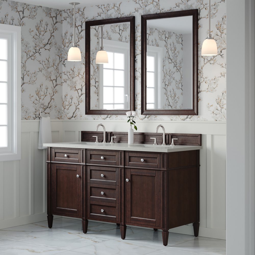 James Martin - Brittany 60" Double Vanity, Burnished Mahogany w/ 3 CM Lime Delight Silestone Top - 650-V60D-BNM-3LDL view 4