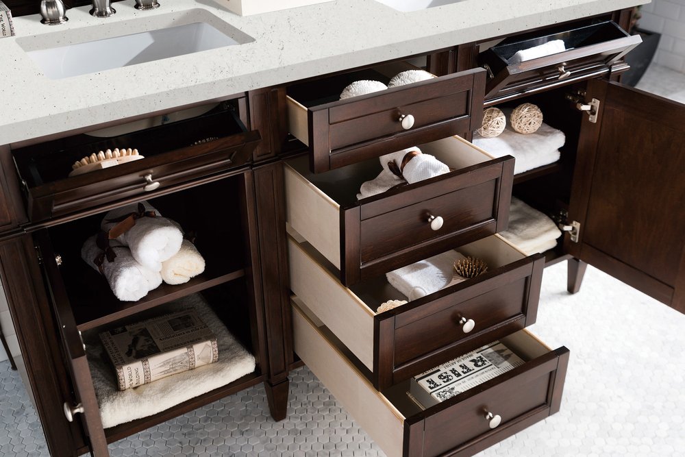 James Martin - Brittany 60" Double Vanity, Burnished Mahogany w/ 3 CM Lime Delight Silestone Top - 650-V60D-BNM-3LDL view 5