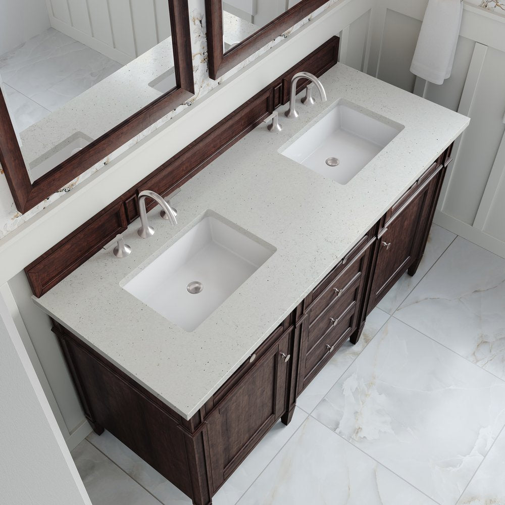 James Martin - Brittany 60" Double Vanity, Burnished Mahogany w/ 3 CM Lime Delight Silestone Top - 650-V60D-BNM-3LDL view 7