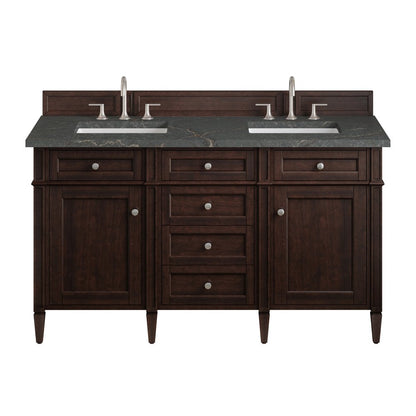 James Martin - Brittany 60" Double Vanity, Burnished Mahogany w/ 3 CM Parisien Bleu Silestone Top - 650-V60D-BNM-3PBL view 1