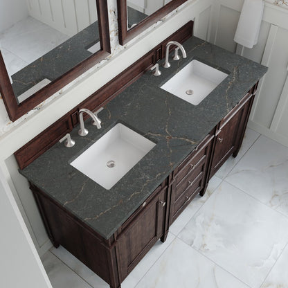 James Martin - Brittany 60" Double Vanity, Burnished Mahogany w/ 3 CM Parisien Bleu Silestone Top - 650-V60D-BNM-3PBL view 7