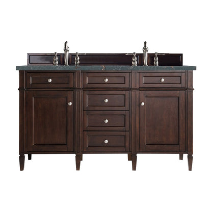 James Martin - Brittany 60" Double Vanity, Burnished Mahogany w/ 3 CM Parisien Bleu Silestone Top w/FreePower Wireless Charger - 650-V60D-BNM-FPBL view 1