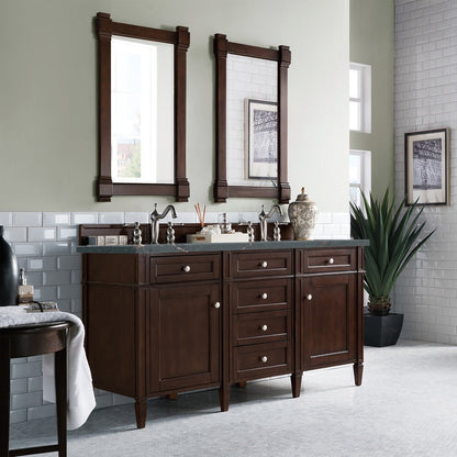 James Martin - Brittany 60" Double Vanity, Burnished Mahogany w/ 3 CM Parisien Bleu Silestone Top w/FreePower Wireless Charger - 650-V60D-BNM-FPBL view 5