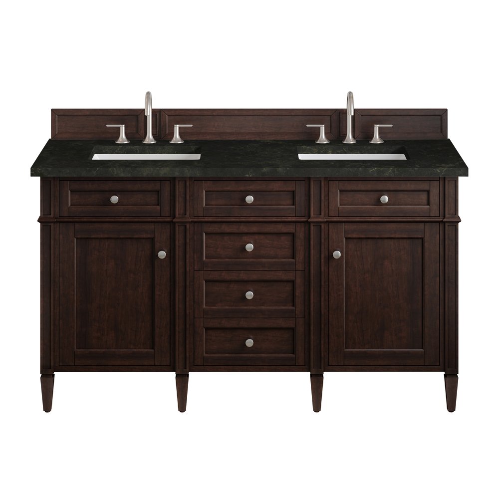 James Martin - Brittany 60" Double Vanity, Burnished Mahogany, w/ 3 CM Phantome Eclos Top - 650-V60D-BNM-3PHT view 1